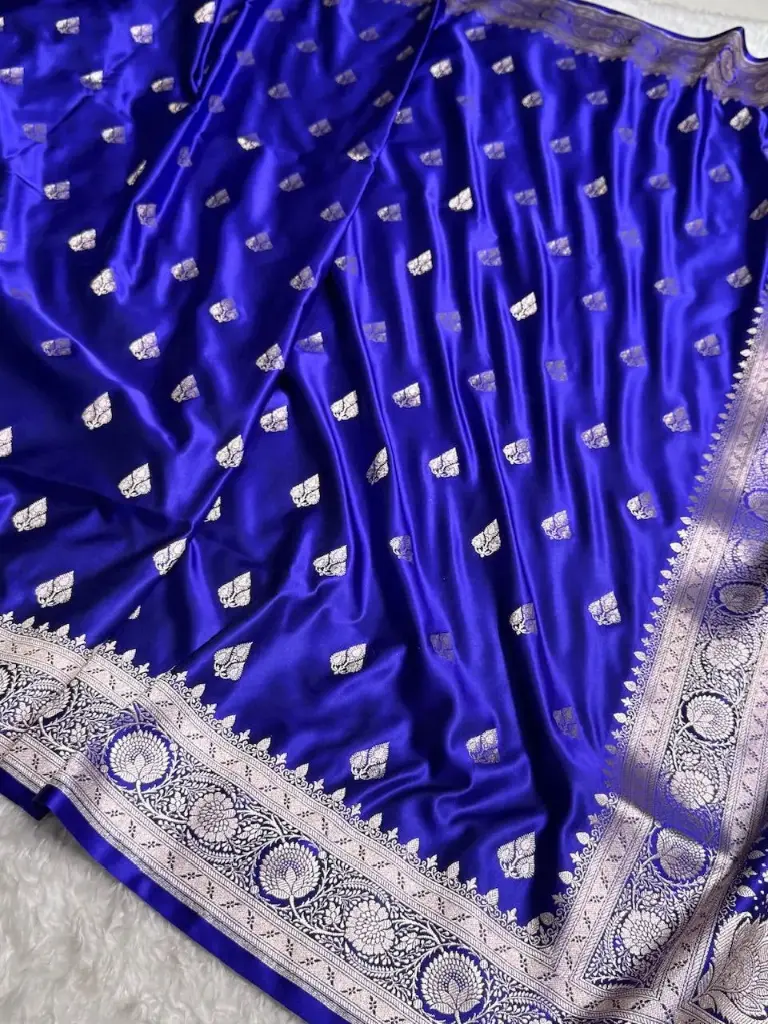 Premium Mashru Katan Silk Saree With Royal Blue Shade
