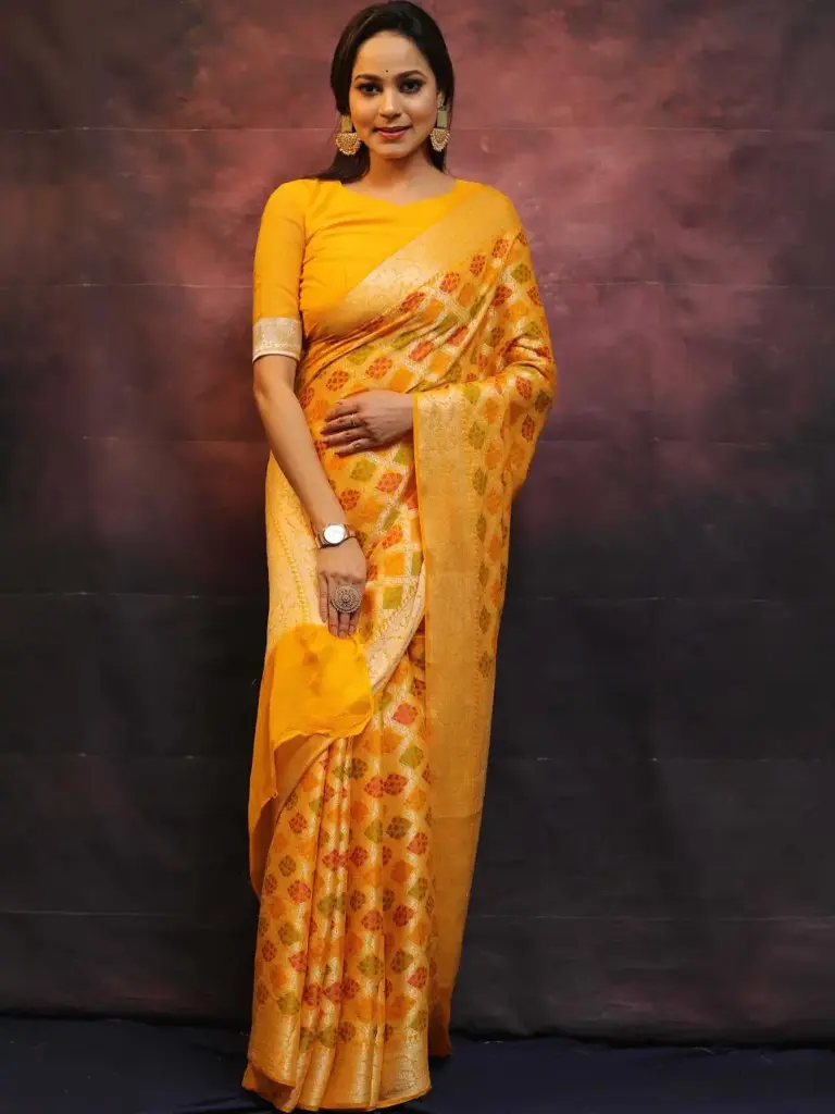 Pure Khaddi Chiffon Banarasi Saree