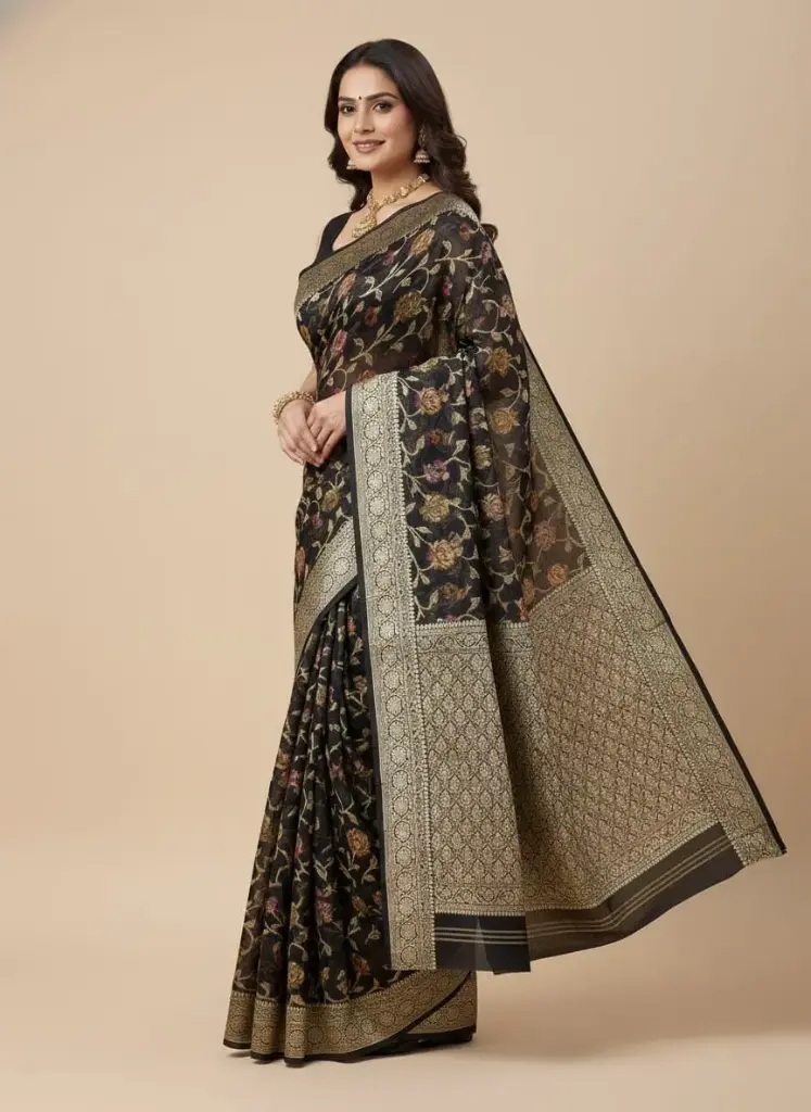 Pure Khaddi Chiffon Banarasi Saree