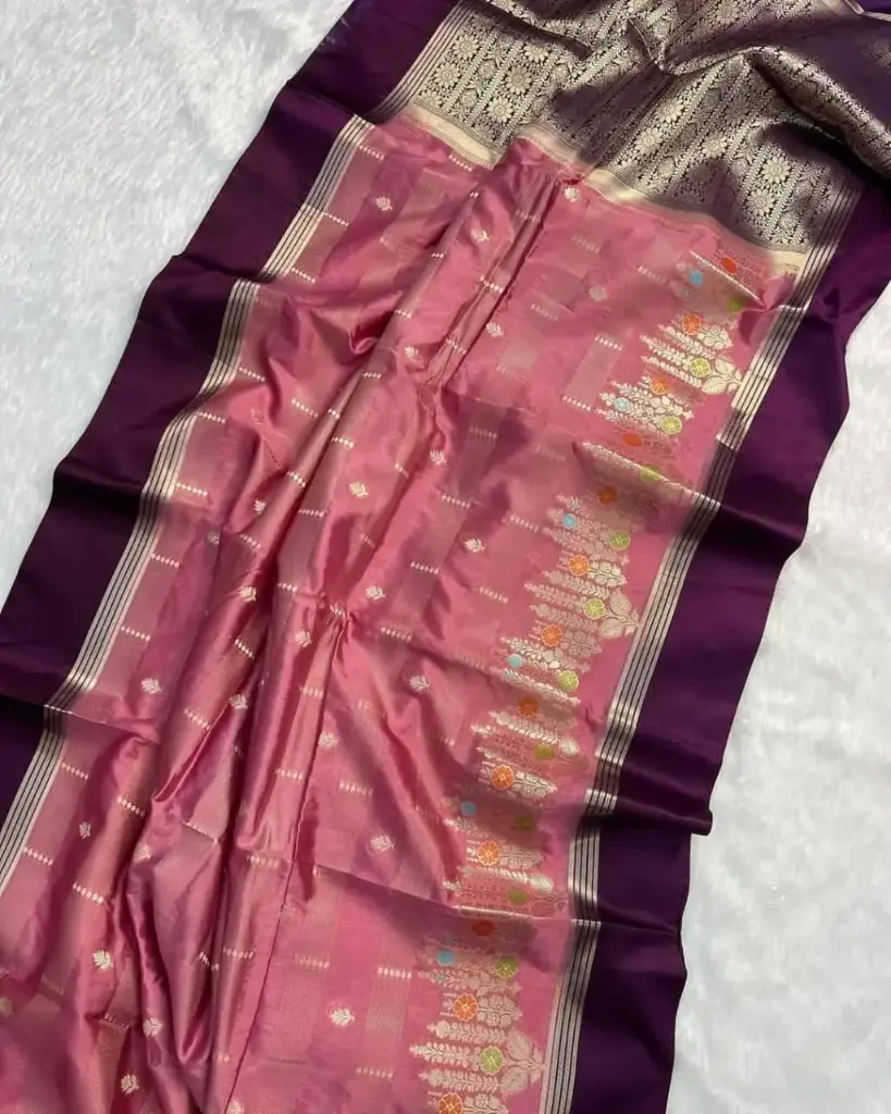 Semi Katan Soft Silk Saree with Mina Kari Weaving