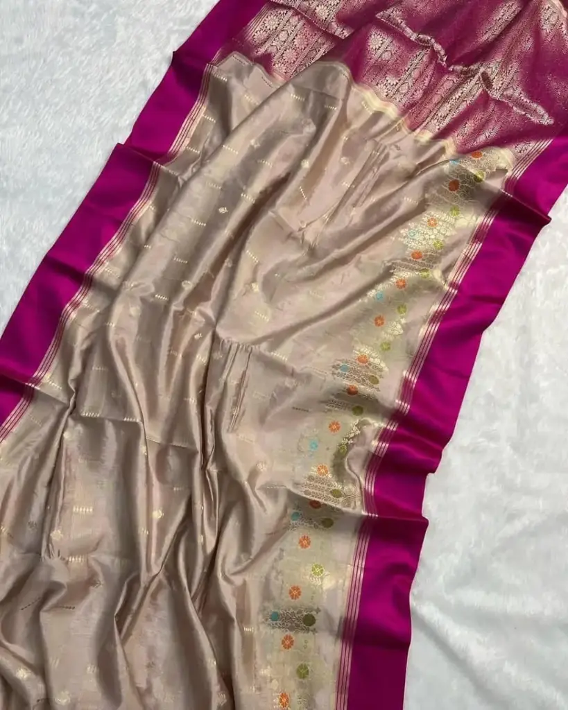 Semi Katan Soft Silk Saree with Mina Kari Weaving